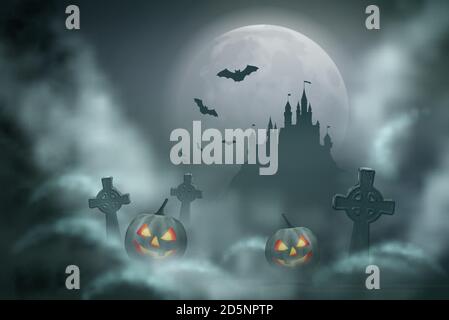 Halloween Night Scene Stock Vector