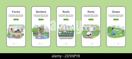 City green zones onboarding mobile app screen flat vector template Stock Vector