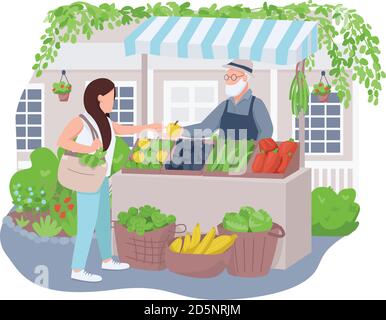 Vegetable market 2D vector web banner, poster Stock Vector