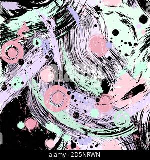 seamless abstract background pattern, illustration with circles, waves, paint strokes and splashes Stock Vector