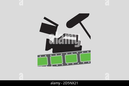 Studio icon with Greenscreen film strip, boompole, camera and film-cracker - Good for Windows/Linux Folders and Shortcuts Stock Vector