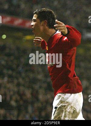 Manchester United's Cristiano Ronaldo celebrates his goal Stock Photo