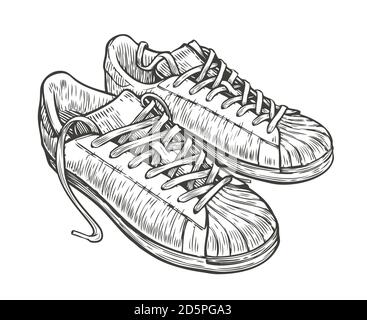 Sport shoes sketch. Hand drawn vintage vector illustration Stock Vector