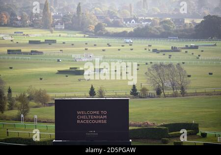 A general view of the looking out over Cheltenham Racecourse from the Panoramic restaurant Stock Photo