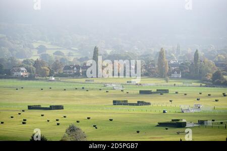 A general view of the looking out over Cheltenham Racecourse from the Panoramic restaurant Stock Photo