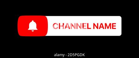 Youtube Channel Name Title With Subscribe Button. Social Media Vector Element On Black Background Stock Vector