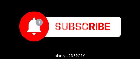 Youtube Subscribe Button Lower Third. Social Media Vector Element On Black Background Stock Vector