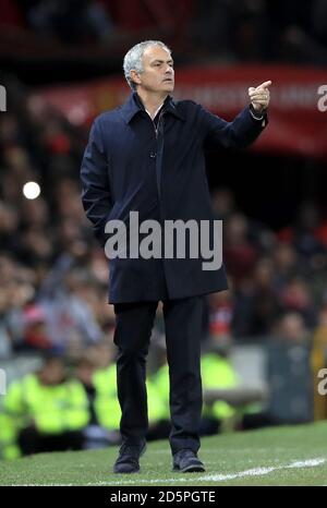 Manchester United manager Jose Mourinho on the touchline Stock Photo