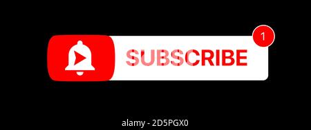 Youtube Subscribe Button. Subscribe Title. Social Media Vector Element On Black Background Stock Vector