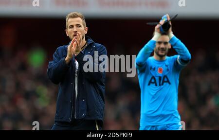 Tottenham Hotspur's Harry Kane (left) and Hugo Lloris after the game Stock Photo