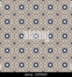 Tangled modern pattern, based on traditional oriental arabic geometric repeat patterns. Seamless vector background. Plain neutral natural colors - eas Stock Vector