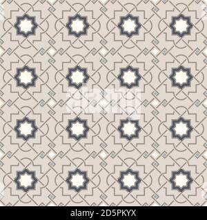 Tangled modern pattern, based on traditional oriental arabic geometric repeat patterns. Seamless vector background. Plain neutral natural colors - eas Stock Vector