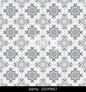 Tangled modern pattern, based on traditional oriental arabic geometric repeat patterns. Seamless vector background. Plain neutral natural colors - eas Stock Vector