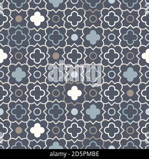 Tangled modern pattern, based on traditional oriental arabic geometric repeat patterns. Seamless vector background. Plain neutral natural colors - eas Stock Vector