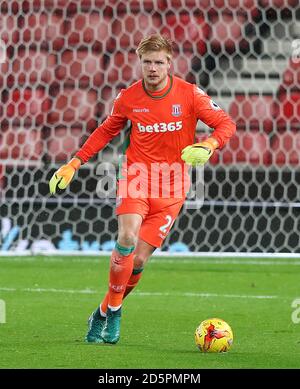 Stoke City goalkeeper Jakob Haugaard Stock Photo