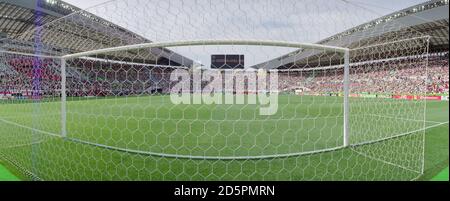 A general view of behind one of the goals at the Yanmar Stadium Nagai, Osaka. Stock Photo