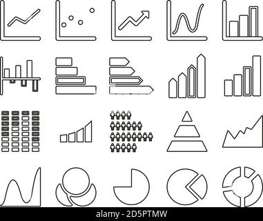 Charts Or Graph Icons Thin Line Set Big Stock Vector