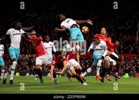 West Ham United's Diafra Sakho scores his side's first goal of the game Stock Photo