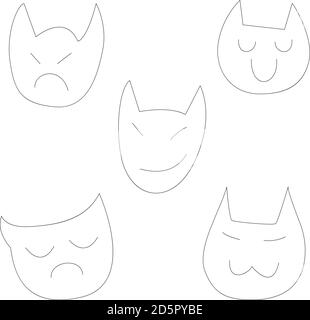 devil expression emoticon faces funny and cute Stock Vector