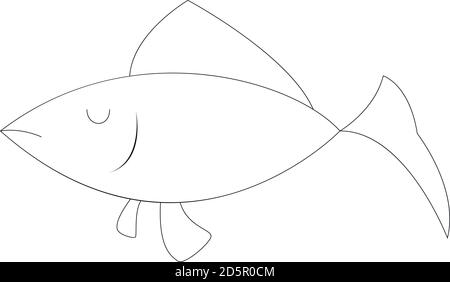 vector line fish art isolated on white background Stock Vector