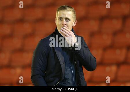 Leeds United's manager Gary Monk during the game against Barnsley Stock Photo