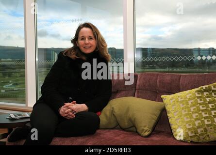 ITV Racing presenter Alice Plunkett during Festival Trials Day at Cheltenham Racecourse Stock Photo