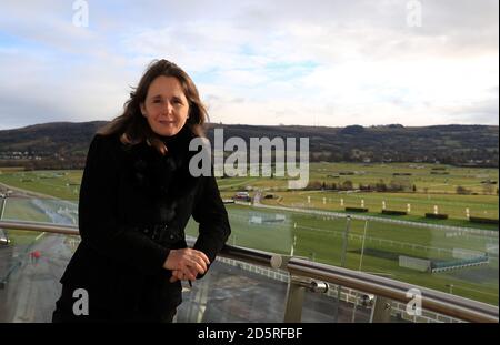 ITV Racing presenter Alice Plunkett during Festival Trials Day at Cheltenham Racecourse Stock Photo