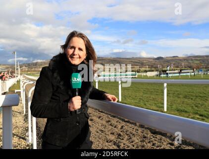 ITV Racing presenter Alice Plunkett during Festival Trials Day at Cheltenham Racecourse Stock Photo