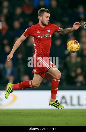 Cardiff City's Joe Ralls and Derby County's Tom Huddlestone (right) in ...