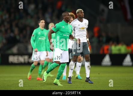 Manchester United's Paul Pogba And Saint Etienne's Florentin Pogba 