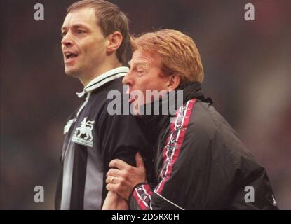 Coventry City manager Gordon Strachan shouts instructions to his players   Stock Photo