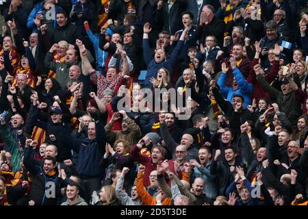 Bradford City fans celebrate their second goal  Stock Photo