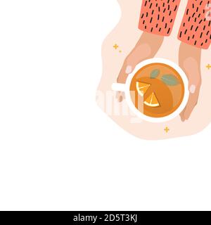 Hand with Tea Cup Flat Design Vector Illustration EPS10 Stock Vector