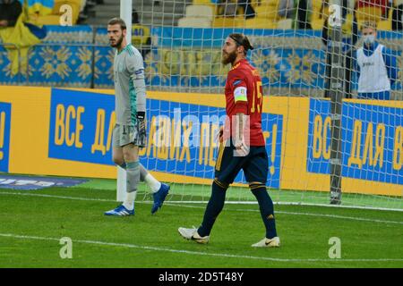 Kyiv, Ukraine. 13th Oct, 2020. KYIV, UKRAINE - OCTOBER 13, 2020: Players are seen in action during the UEFA Nations League game between the national football teams of Ukraine and Spain at the NSC Olimpiyskyi (Photo by Aleksandr Gusev/Pacific Press) Credit: Pacific Press Media Production Corp./Alamy Live News Stock Photo