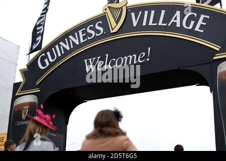 General view of the Guinness Village at Cheltenham Racecourse Stock ...