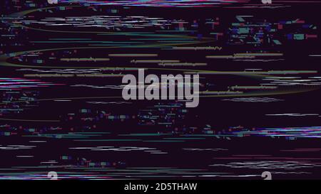 Glitch damage texture. Distortion retro noise effect, no signal abstract technical problem, destroyed pixel defect vector background illustration Stock Vector