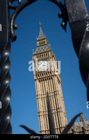 Elizabeth Tower, housing Big Ben, the Palace of Westminster, London, England. Stock Photo