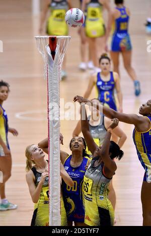 Manchester's Kathryn Turner scores during the 3rd Place Play-Off between Team Bath and Manchester Thunder at the Vitality Netball Superleague Final Four at the Barclaycard Arena, Birmingham. Picture date: Sunday June 11, 2017. Photo credit should read: Anthony Devlin Stock Photo