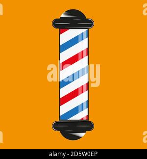 Barbers shop pole Icon Illustration design on a orange background Stock Vector