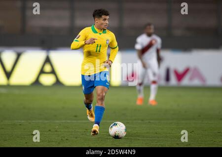 13th October 2020; National Stadium of Peru, Lima, Peru; FIFA World Cup 2022 qualifying; Peru versus Brazil;  Philippe Coutinho of Brazil Stock Photo