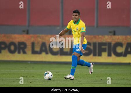 13th October 2020; National Stadium of Peru, Lima, Peru; FIFA World Cup 2022 qualifying; Peru versus Brazil; Casemiro of Brazil Stock Photo