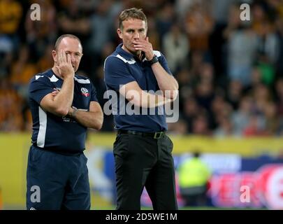 Bolton Wanderers manager Phil Parkinson and assistant manager Steve Parkin Stock Photo