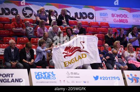 England fans in the stands during the Judo Competition during the 2017 School Games Stock Photo