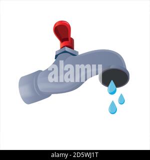 Water tap with water drops, illustration, vector on a white background ...