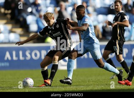 Coventry City's Duckens Nazon and Port Vale's Nathan Smith Stock Photo