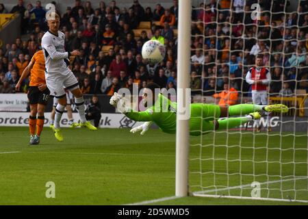 Millwall's Jordan Archer makes a save Stock Photo