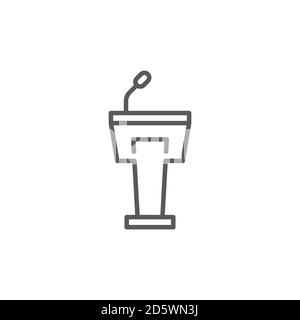 Podium with microphone vector icon symbol isolated on white background Stock Vector