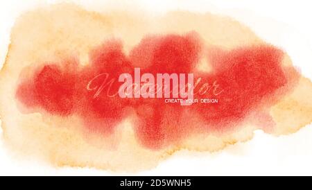 Watercolor stain brush stroke with red gradient orange abstract background. Stain brush vector used as being an element in the decorative design of he Stock Vector