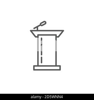 Podium with microphone vector icon symbol isolated on white background Stock Vector