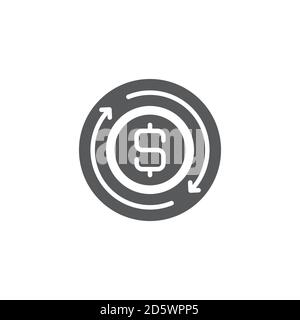 Refresh, exchange dollar vector icon symbol isolated on white background Stock Vector